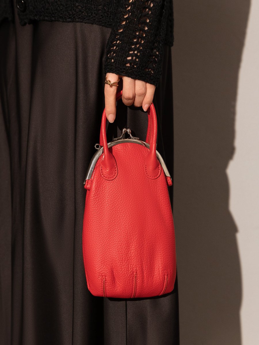 Whimsical Gourd Leather Ball Clasp Top Handle Bag